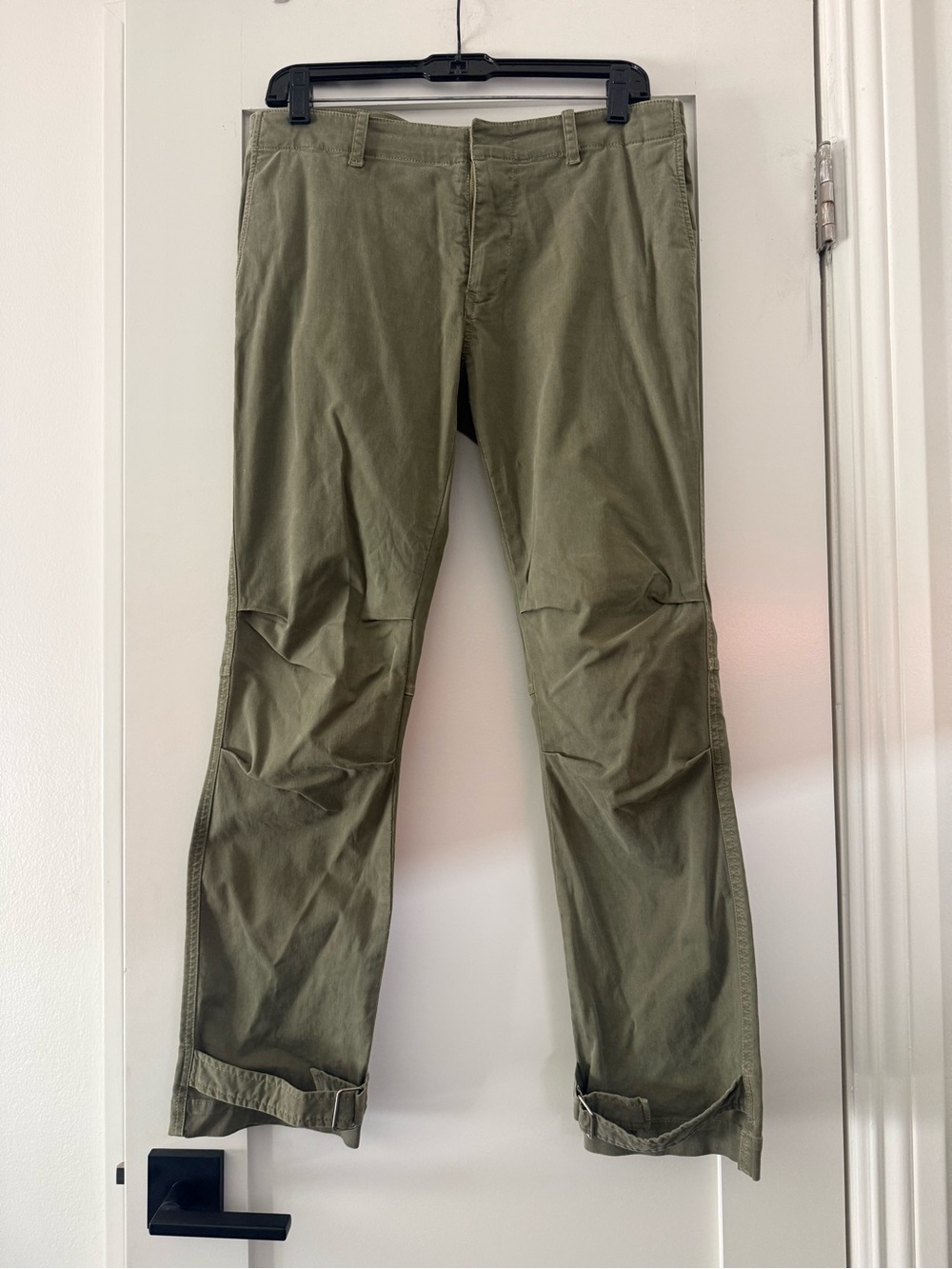 Nili Lotan Olive Green Straight-Leg Chinos